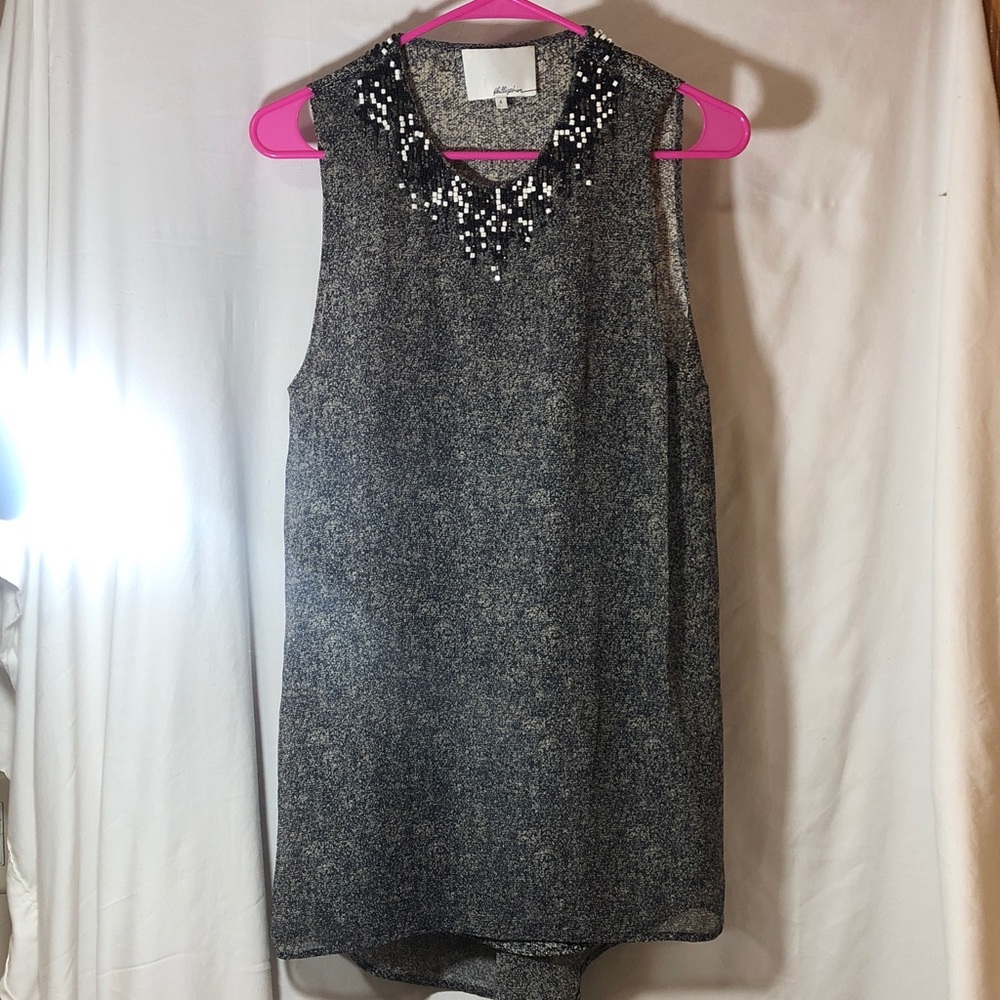 3.1 Phillip Lim Women’s Black and White Silk Beaded Mini Dress, Size 4